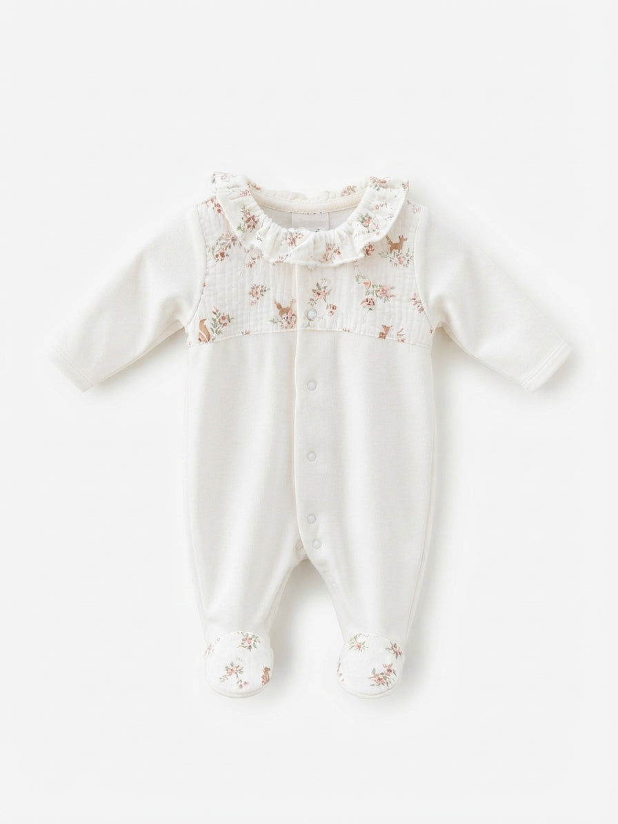 Babygrow com Gola de Folho e Padrão Veados