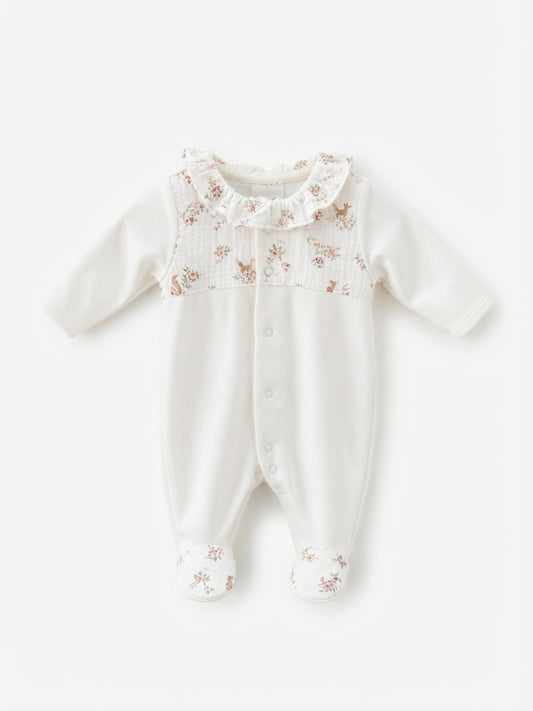 Babygrow com Gola de Folho e Padrão Veados