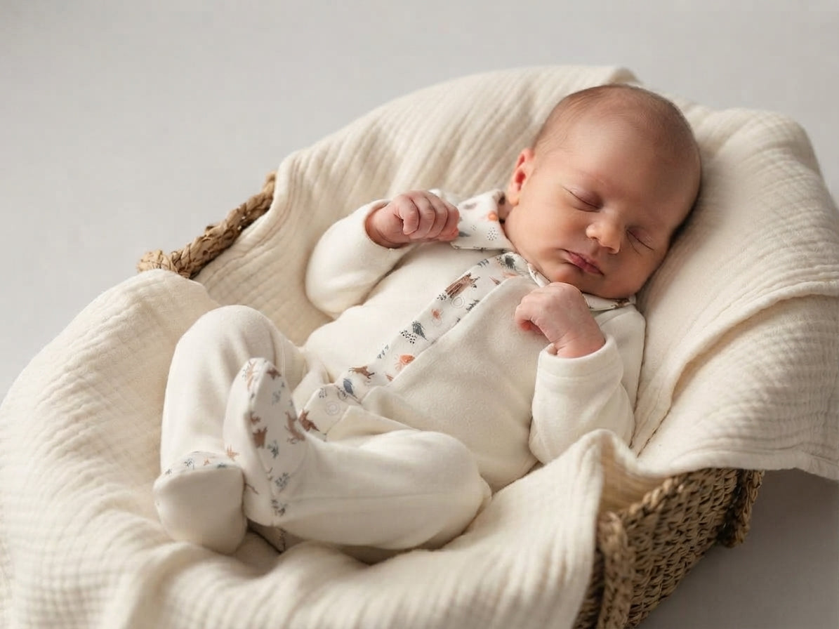 Babygrow de Veludo com Gola de Camisa e Padrão Floresta