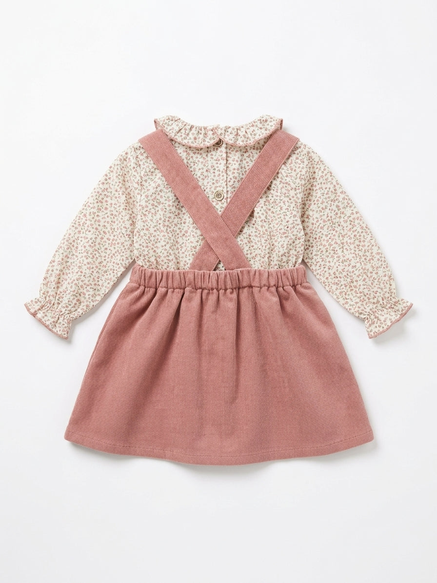 Conjunto Vestido e Blusa com Folho Cor de Rosa