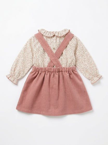 Conjunto Vestido e Blusa com Folho Cor de Rosa