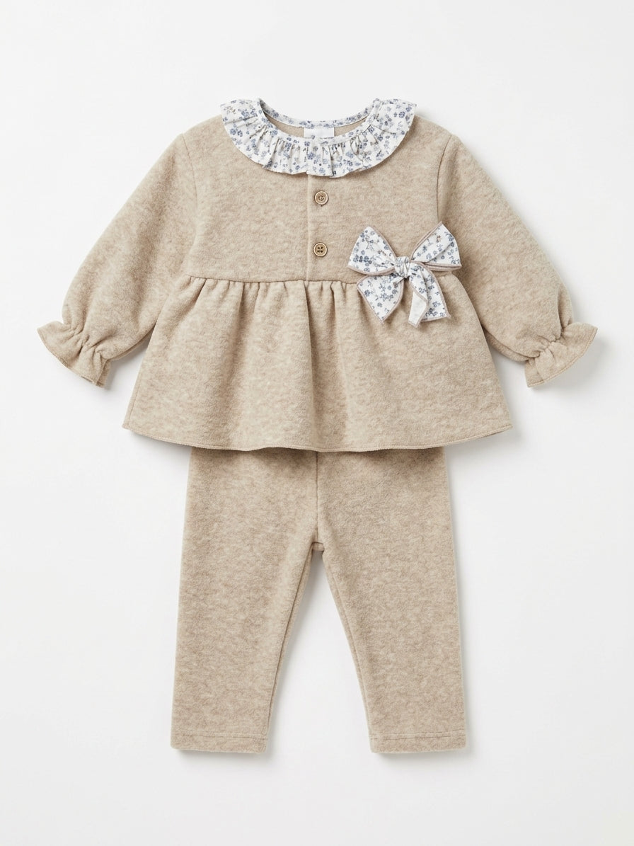 Conjunto de Camisola com Laço Floral e Calças