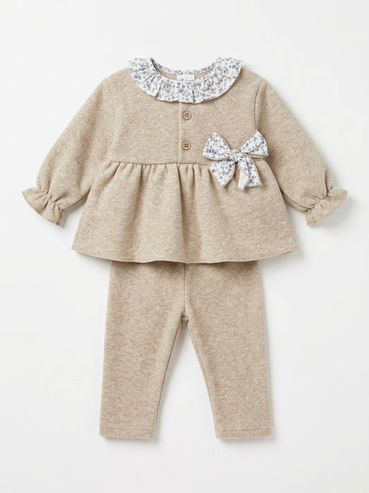 Conjunto de Camisola com Laço Floral e Calças