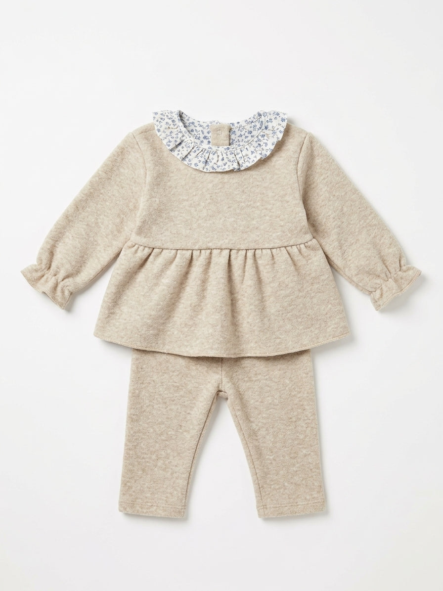 Conjunto de Camisola com Laço Floral e Calças