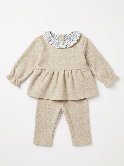 Conjunto de Camisola com Laço Floral e Calças