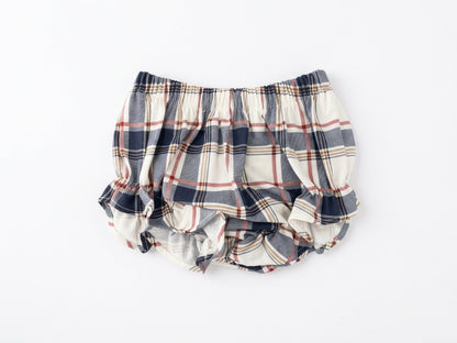 Vestido com Tapa Fraldas Xadrez com Folho na Gola e Punhos Elásticos