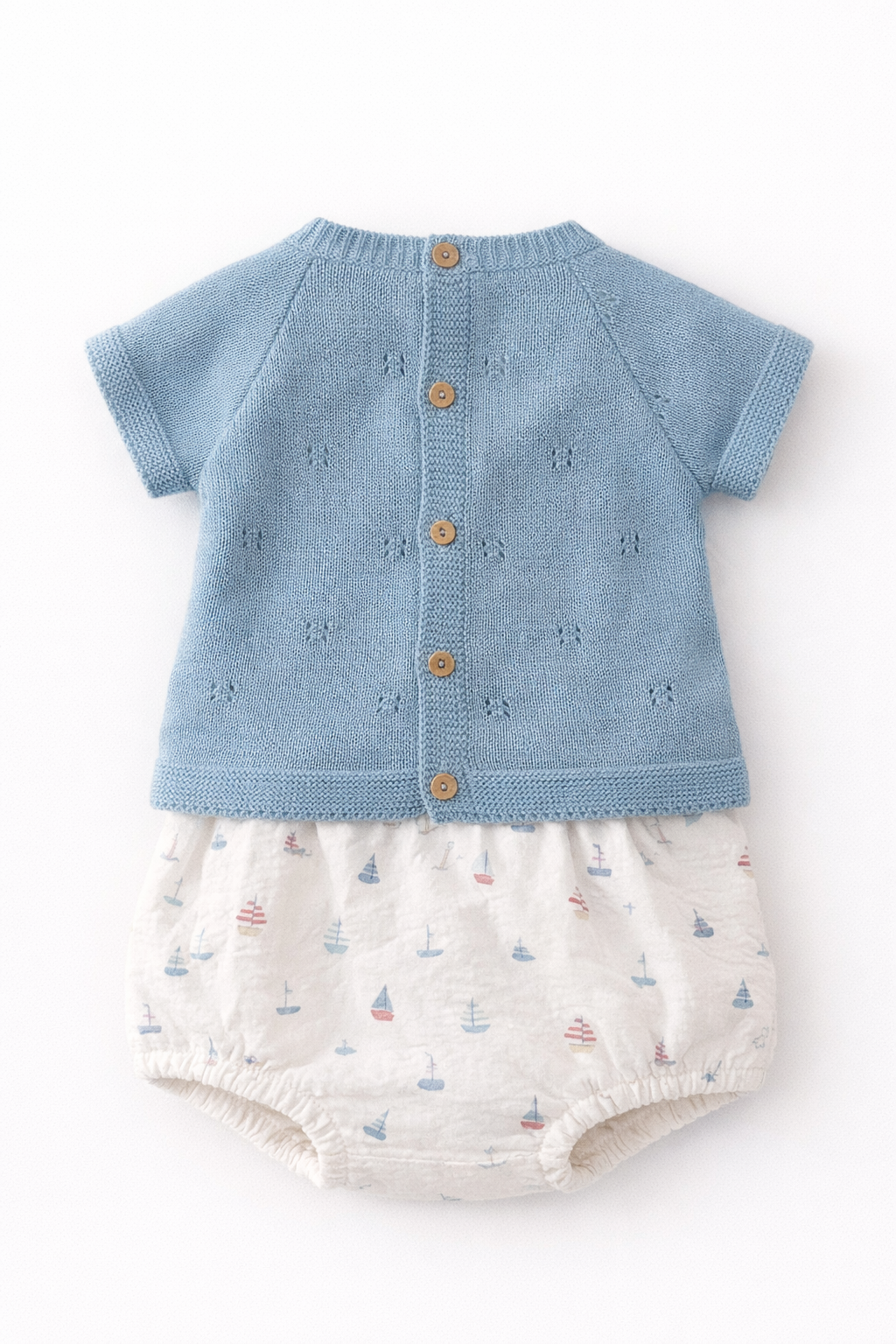 Conjunto de Camisola de Malha e Fofo Com Padrão Náutico