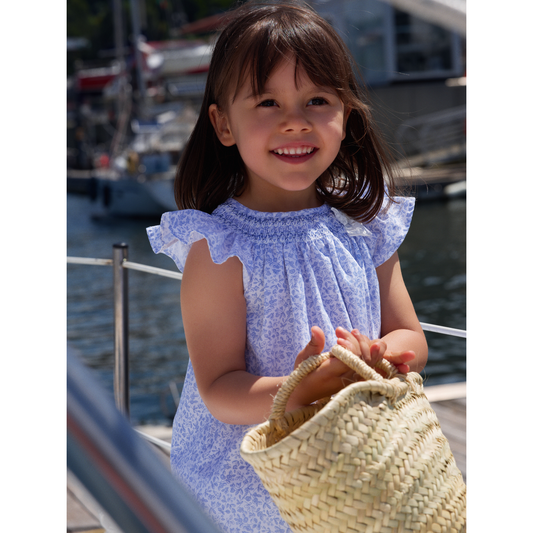 Vestido em Algodão para  Menina - Azul