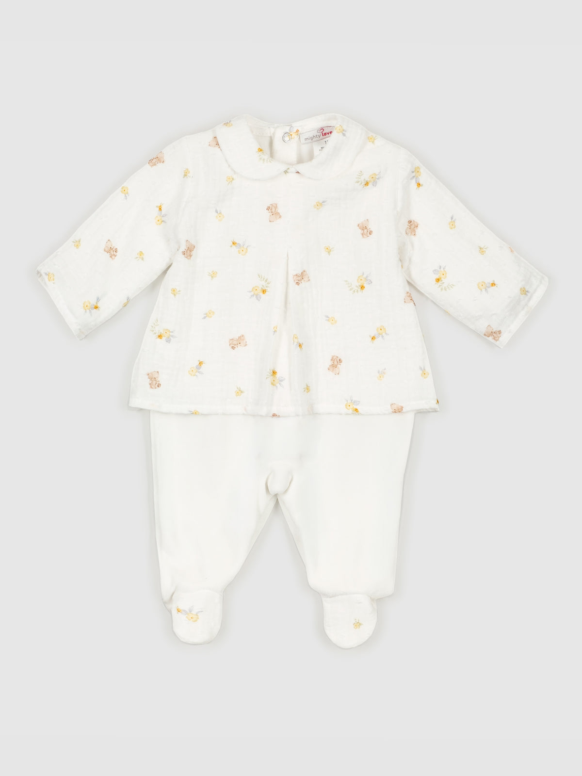 Babygrow Túnica Ursinhos e Flores Amarelas