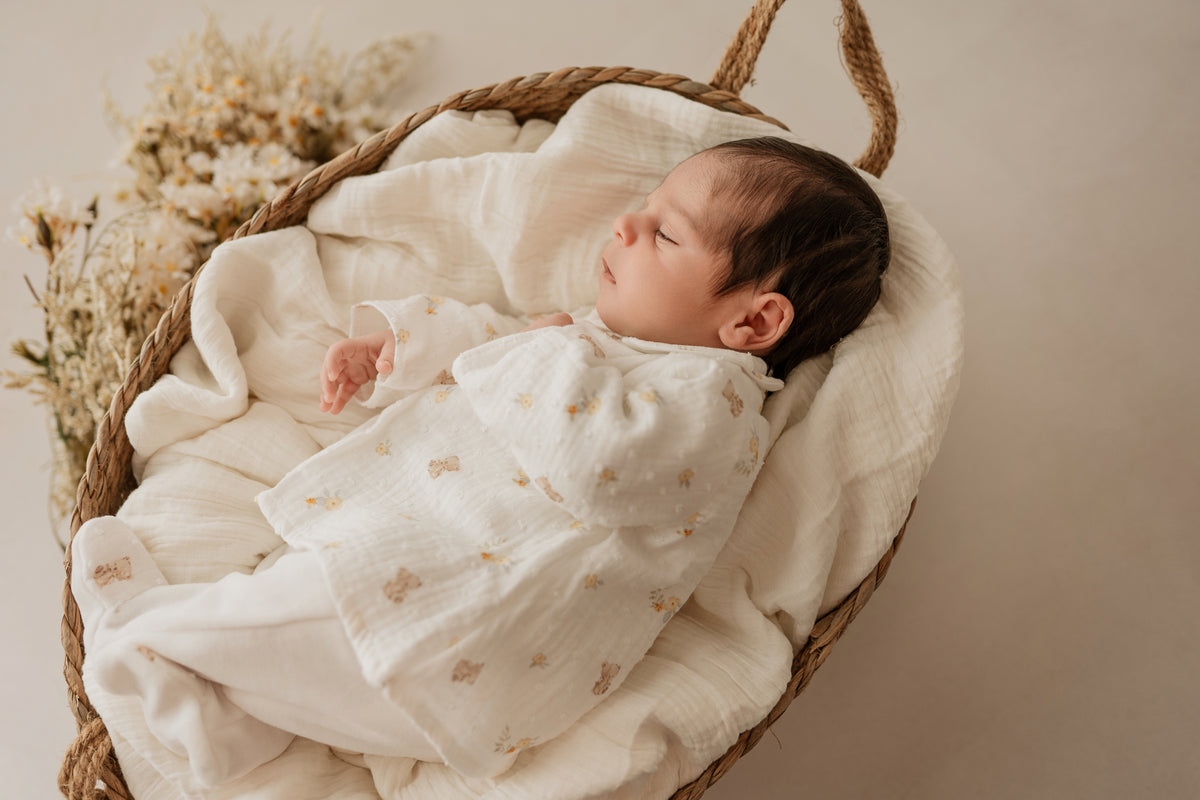 Babygrow Túnica Ursinhos e Flores Amarelas