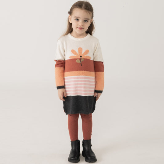 Vestido Malha Laranja Flor